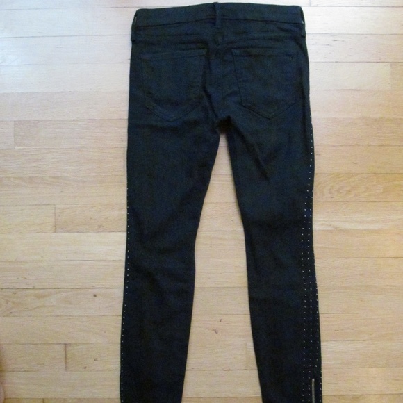 Mother The Looker Ankle Zip Looker Big Stud Black Jeans Womens Size 26 x 28" - Picture 4 of 11